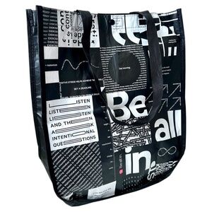 Lululemon Large Tote Bag Black and White Black Handles Snap Closure Inspiration